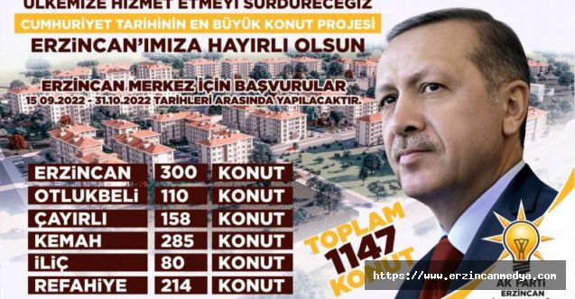 Erzincan’a yapılacak 1.147 konutun müjdesini verdiler