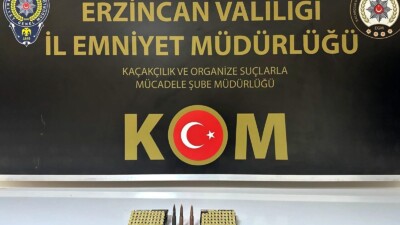 Erzincan’da KOM ekiplerince düzenlenen operasyonda 98 tabanca fişeği ve 3